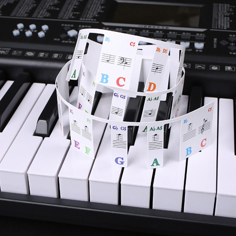 Audio Music Notes - Piano Keyboard Stickers 88/61 Keys, Removable