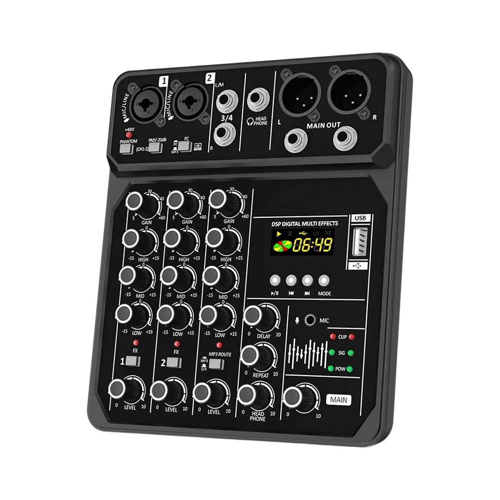 Audio Mixer 4 Channel - Portable 4-Channel Audio Mixer With 48V