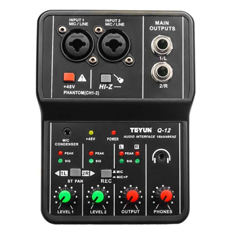 Audio Mixer 4 Channel - Q-12 Sound Card Audio Mixer Sound