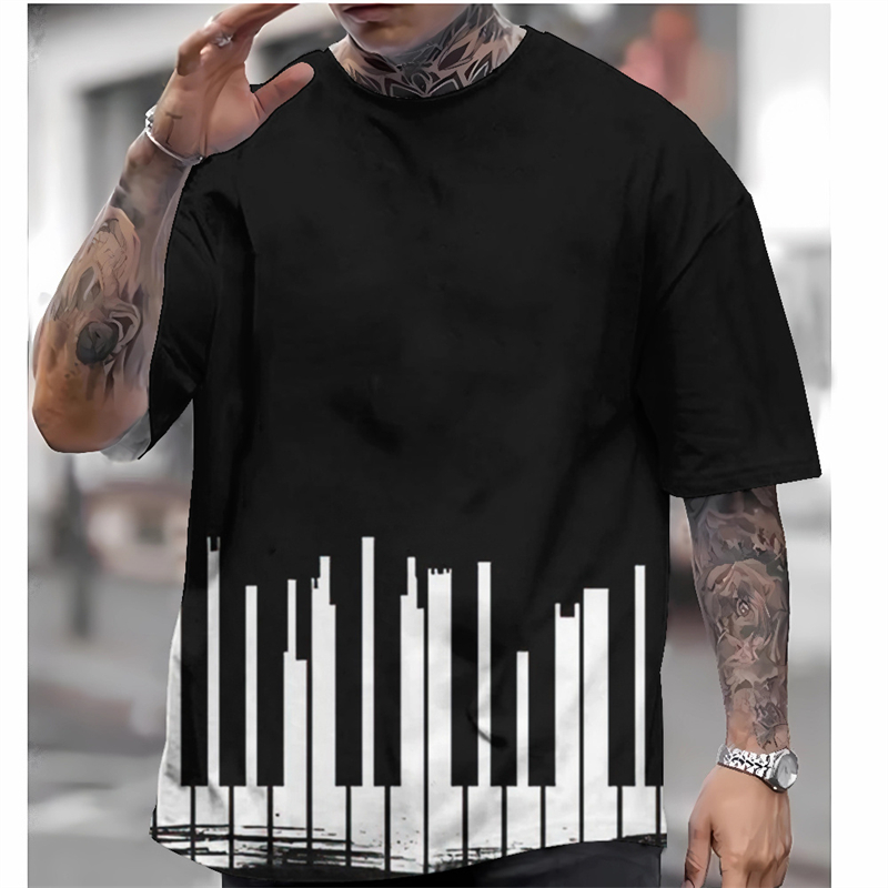 Fashion Piano Keys Graphics T- - Audio Music Notes 评论和价格