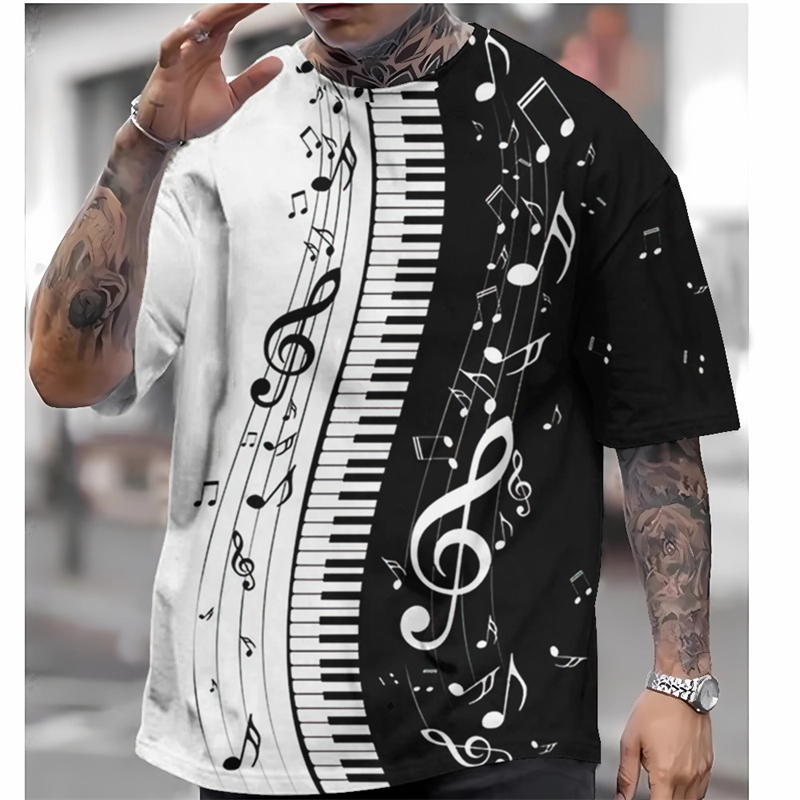 Fashion Piano Keys Graphics T- - Audio Music Notes 评论和价格