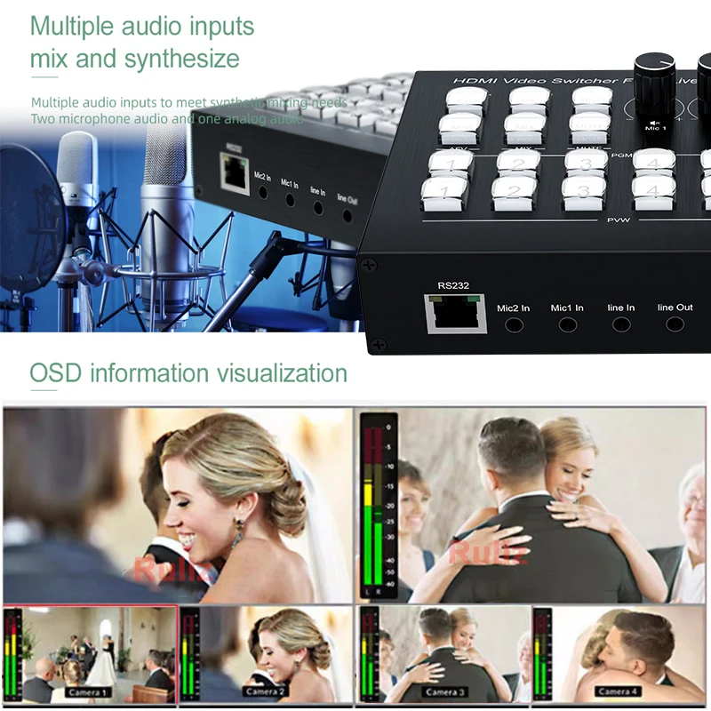 1080P 4 Channel HDMI Video Mix - Audio Mixer 4 Channel 评论和价格