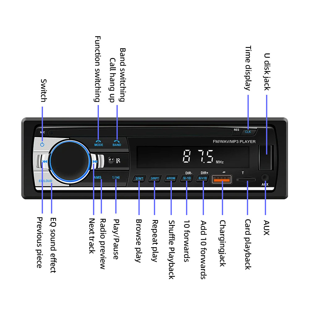 Car Radio 1 din Stereo Multime - Metronome Digital 评论和价格