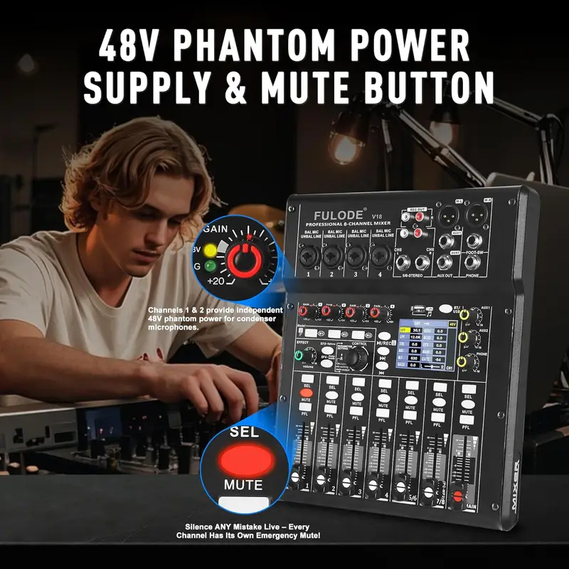 Fuluode 4/8-Channel Mixing Con - Audio Mixer 4 Channel 评论和价格