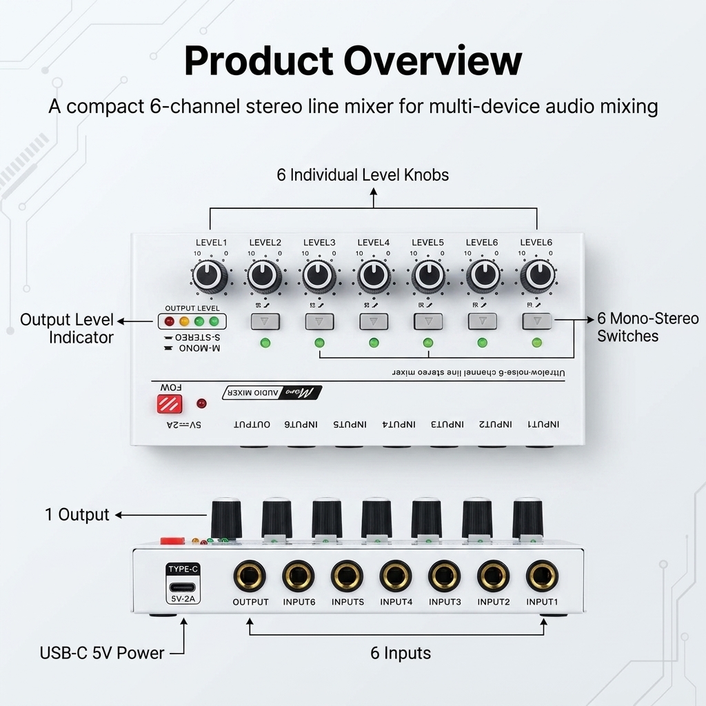 Portable Ultra Low Noise Line  - Audio Mixer 4 Channel 评论和价格
