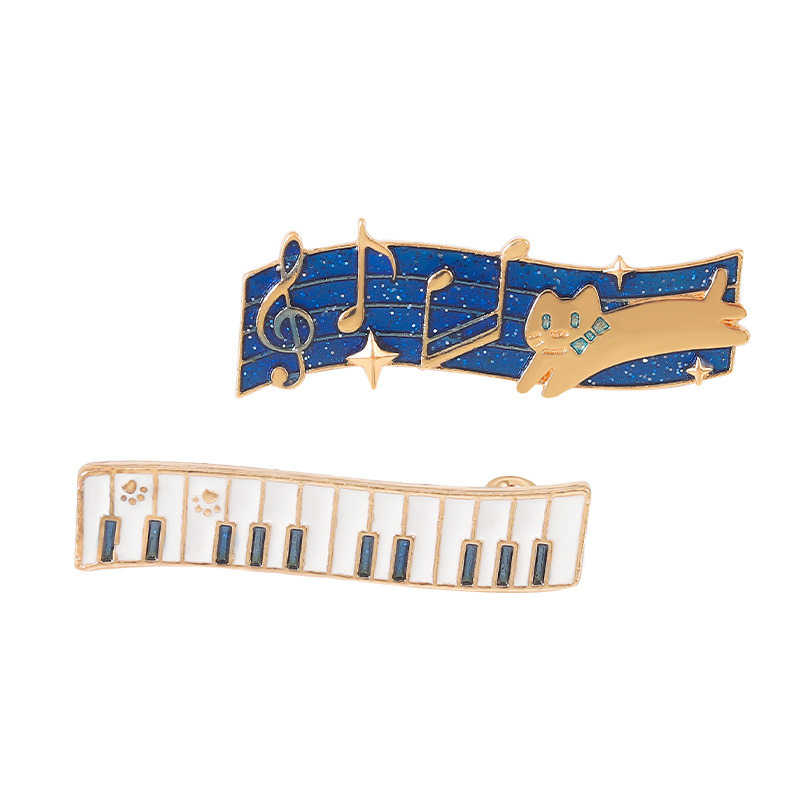 2Pcs Cute Cat Music Enamel Pin - Audio Music Notes 评论和价格