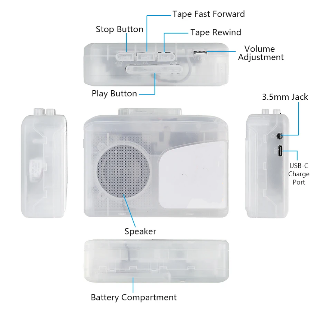USB Cassette Player Stereo Tap - Audio Music File 评论和价格