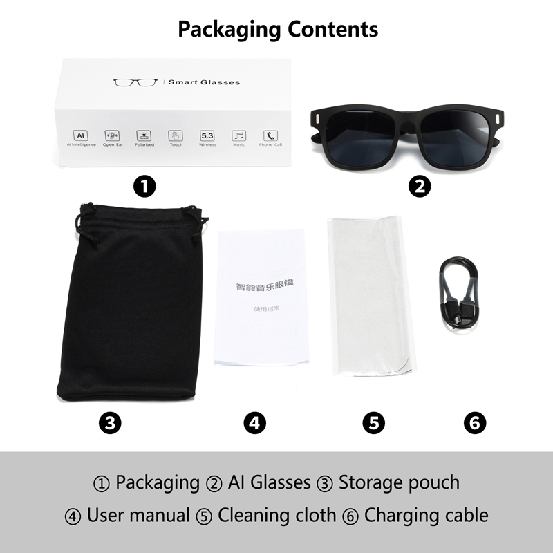 AI Intelligent Sunglasses Blue - Audio With Music Ai 评论和价格
