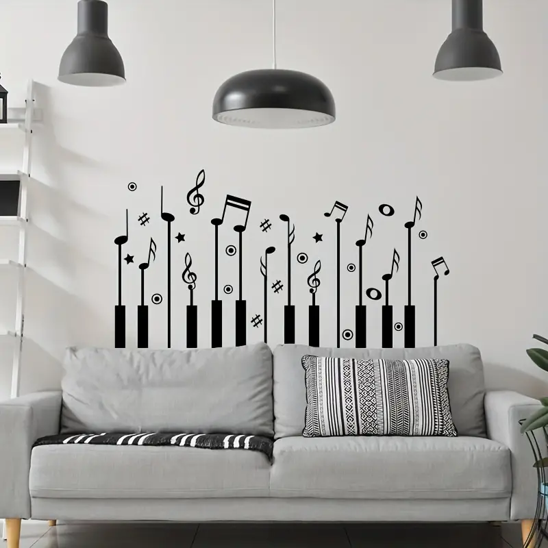 1pc Creative Wall Sticker, Mus - Audio Music Notes 评论和价格
