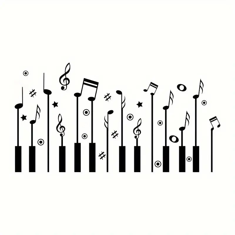 1pc Creative Wall Sticker, Mus - Audio Music Notes 评论和价格