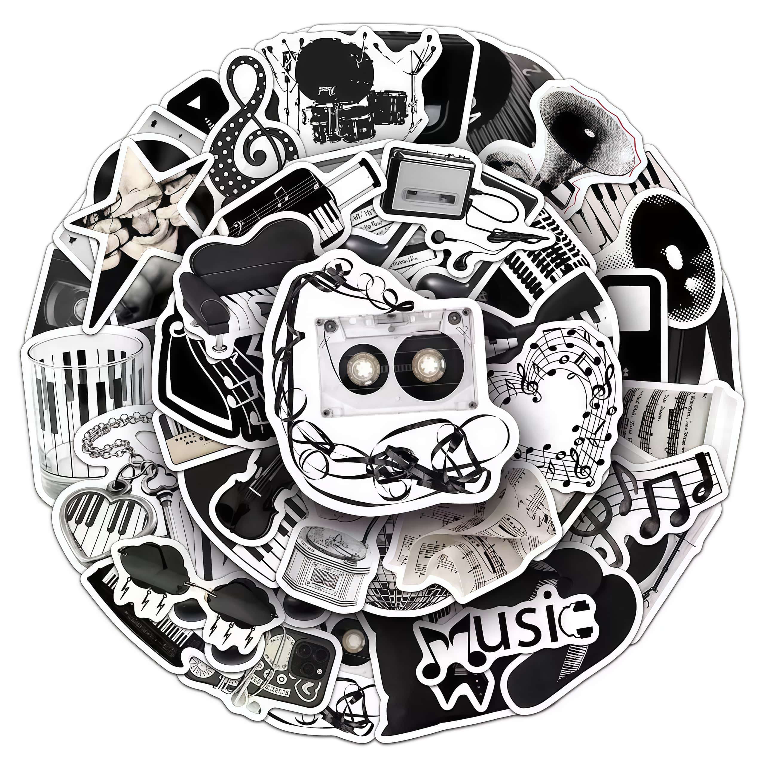 50Pcs Black White Musical Inst - Audio Music Notes 评论和价格