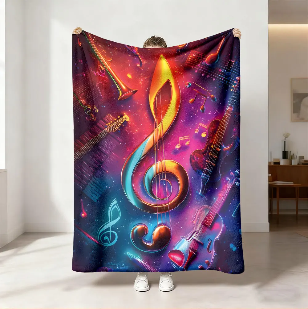 Throw Blanket Vibrant Neon Rai - Audio Music Notes 评论和价格