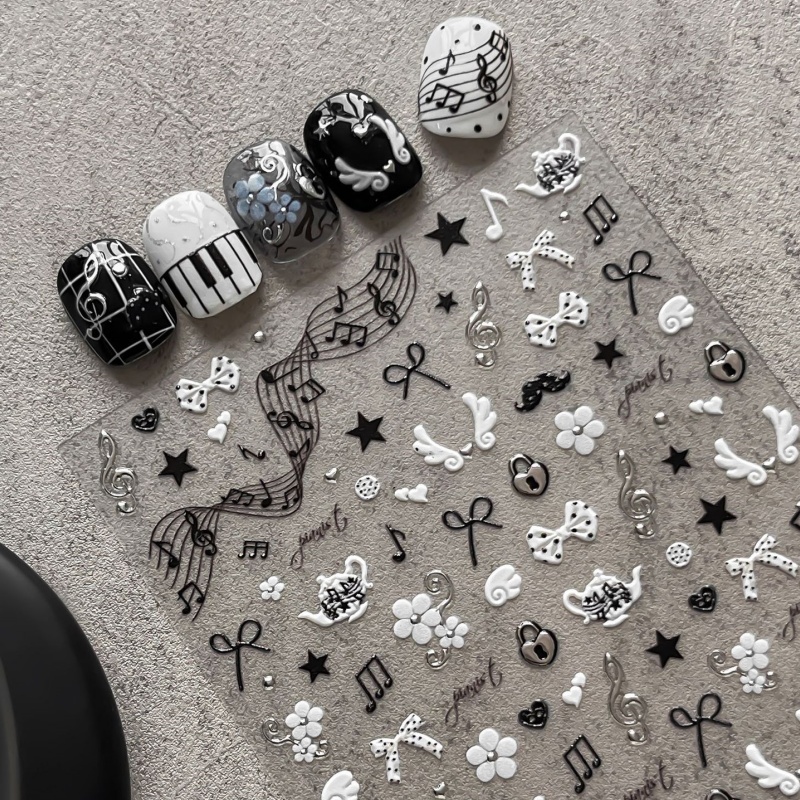 Black White Piano Note Nail St - Audio Music Notes 评论和价格
