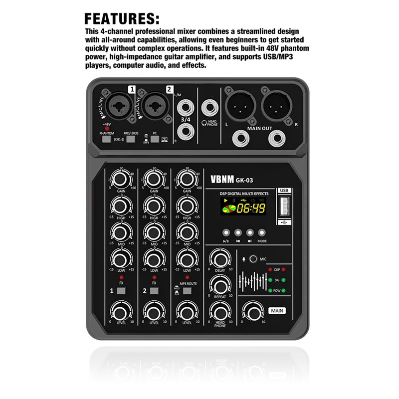 FULL-USB/MP3 Player For Karaok - Audio Mixer 4 Channel 评论和价格